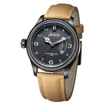 Jeep Gents Clasic Multifuction Watch - JEEP JPC30102 - Jam Tangan Pria - Black Brown - Strap Kulit  