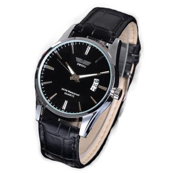 Jo.In Leisure Leather Quartz Date Mens Wrist Watch (Black)  