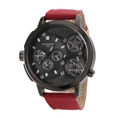 KamVio JUBAOLI 1056 Men's Gecko & Pentagram Pattern Analog Quartz Canvas and PU Leather Band Wrist Watch - Red