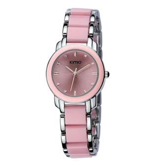 Kimio Ceramic Fashion Watch - Jam Tangan Wanita - Silver Pink - Strap Keramik - K455L  