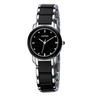 Kimio K455L Ceramic Fashion Watch - Silver Hitam  