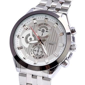 LONGBO men promotional analog gift watch water resistant stainless steel strap Japan quartz st watch(white) - Intl  