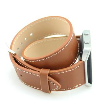 Large Size Long Genuine Leather Watchband Double Tour Bracelet for Fitbit Blaze Activity Tracker SmartWatch in Light Brown - Intl  