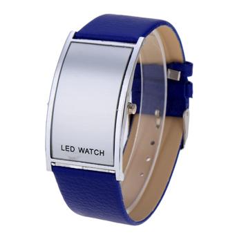 Leather Women Sports Wrist Watch Unisex LED Digital (Blue)  
