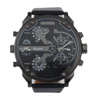 Luxury Military Army Dual Time Quartz Large Dial Wrist Watch Oulm Black  