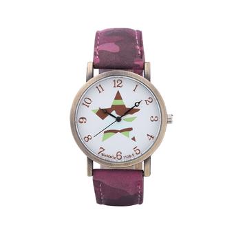 Luxury Nubuck Leather Womage 1128-5 Pentagram Design Casual Watch Wrap Quartz Dress Watch Wristwatch(Violet)  