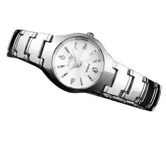 Luxury Women Single Calendar Quartz Stainless Steel Date Wrist Watches White (Intl)  