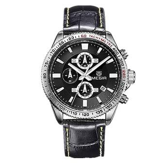 MEGIR 3001 Men Calendar Chronograph Leather Quartz Watch (Intl)  