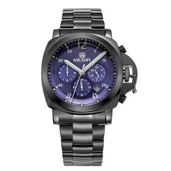 MEGIR 3006 30M Water Resistant Male Quartz Watch (BLACK STEEL BLUE) - Intl  