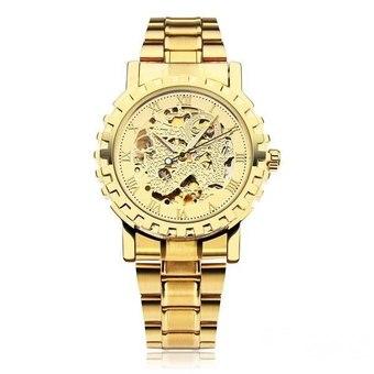 Men Golden Skeleton Mechanical Roman Numeral Luxury Wrist Watch- Intl  