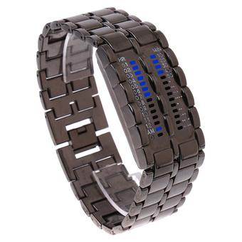 Men Unique Lava Style Iron LED Digital Wrist Watch Grey (Intl)  