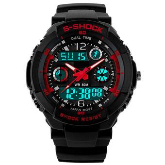 Men's Digital Quartz Clock Military Diving Watch Red  