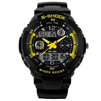 Men's Digital Quartz Clock Military Diving Watch Yellow  