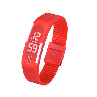 Mens Womens Rubber LED Watch Date Sports Bracelet Digital Wrist Watch Red  