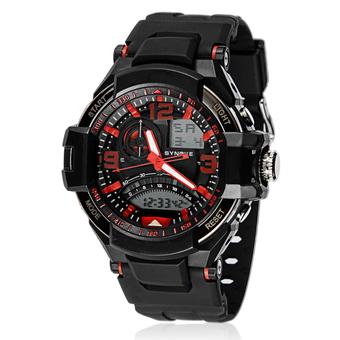 Multi Function Military Digital LED Quartz Sports Wrist Watch Waterproof Red (Intl)  