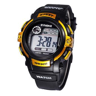 Multifunction Boy Digital LED Quartz Alarm Date Sports Waterproof Wrist Watch Gold  