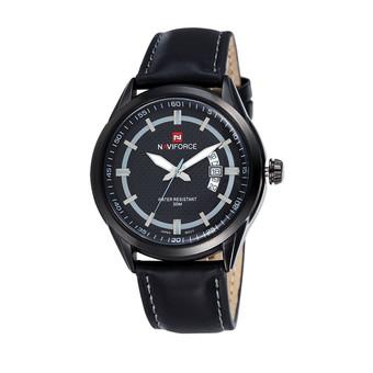 NAVIFORCE 9045A Genuine Leather Strap Men Casual Watch (Black) (Intl)  