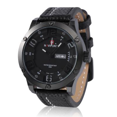 NAVIFORCE Men's Cool Fashion Leather Band Quartz Digital Wrist Watch NAVIFORCE NF9070 - White