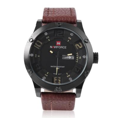 NAVIFORCE Men's Cool Fashion Leather Band Quartz Digital Wrist Watch NAVIFORCE NF9070 - Yellow