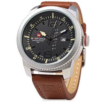 NAVIFORCE NF Male Quartz Watch Silver Case Watch Water Resistance Wristwatch (Black) (Intl)  