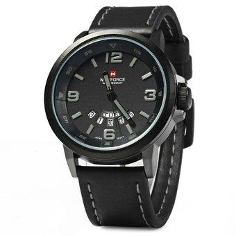 NAVIFORCE NF9028 Men Quartz Watch Analog Wristwatch Date Watches PU Strap (Grey/Black ) (Intl)  