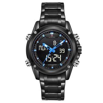 NAVIFORCE NF9050 Dual Movt Men Quarz Watch Analog Digital LED BLACK BLUE (Intl)  