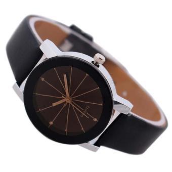 NEW Fashion Women Men PU leather Watches Analog Quartz Movement Wrist Watch A (Intl)  