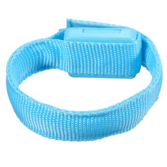 NEW Flashing Gear Glowing LED Wrist Band Lights Flash Nylon Cuff Party Bracelet Blue (Intl)  