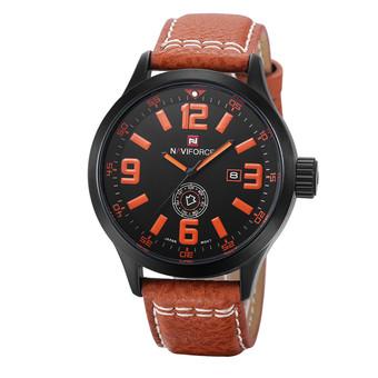 Naviforce Men's Hour Date Casual Leather Sports Quartz Wrist Watch (Orange)- Intl  