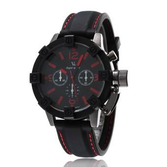 New Brand Men Military quartz watch, Dress Cool Mens Sports Watches Fashion silicone band Wristwatches Black - Intl  