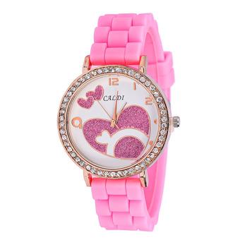 New Fashion 5 colors Silicone Top Geneva Brand Women Quartz Watch Pink (Intl)  