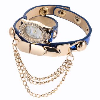 New Leather Star Bracelet Wristwatch Women Chain Hot Wirst Watch Blue (Intl)  