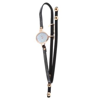 New Style Leather Casual Bracelet Watch Love Quartz Dress Watch Black (Intl)  