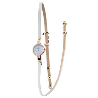New Style Leather Casual Bracelet Watch Love Quartz Dress Watch White - Intl  