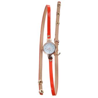New Style Leather Casual Bracelet Watch Love Quartz Dress Watch Orange (Intl)  