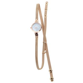 New Style Leather Casual Bracelet Watch Love Quartz Dress Watch Beige (Intl)  