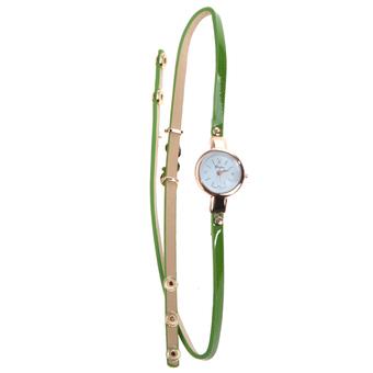 New Style Leather Casual Bracelet Watch Love Quartz Dress Watch Green (Intl)  