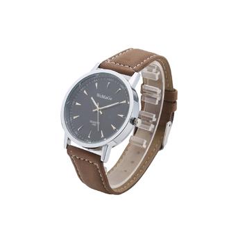 New Style Womage 1186 Dress Leather Watches Leisure Quartz Analog Wristwatch(Silver Shell Black Surface)  