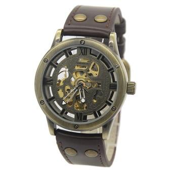 New Vintage Retro Men Leather Bronze Skeleton Automatic Mechanical Sport Watch 003060 (Intl)  
