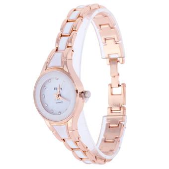 New Women Brand Bracelet Fashion Casual Alloy Dress Watches Gold+White (Intl)  
