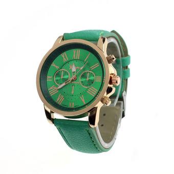 New Women's Fashion Geneva Roman Numerals Faux Leather Analog Quartz Wrist Watch Mint Green  