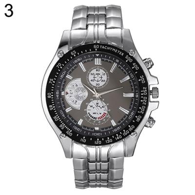 Norate 3 Sub Dials Silver Tone Wrist Watch 3 - Black Silver