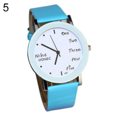 Norate Boy's English Words Faux Leather Band Wrist Watch Blue