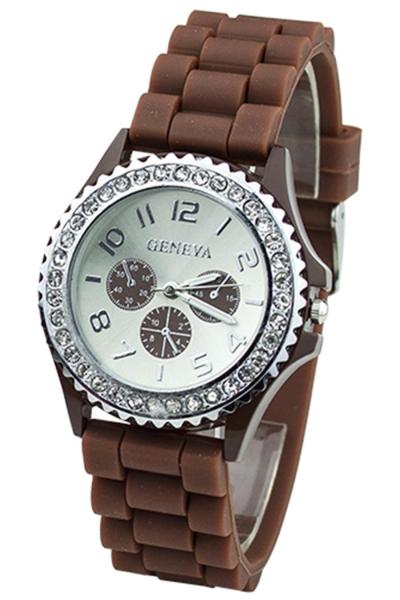 Norate Coffee Crystals Rubber Silicone Gel Jelly Strap Watch