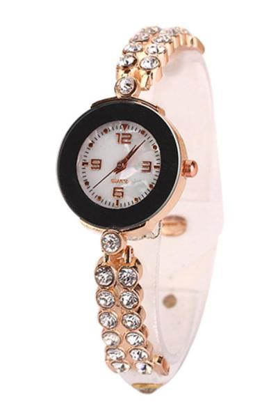 Norate Dual Row Crystal Suede Watch White