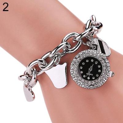 Norate Girl Rhinestone Quartz Bracelet Wrist Watch Silver