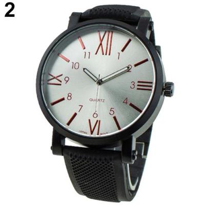 Norate Jam Tangan Pria - Roman Numerals Quartz Steel Wrist Watch Red