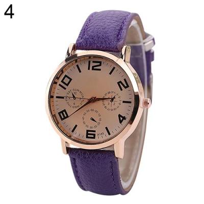 Norate Jam Tangan Pria - Round Dial Case Faux Leather Strap Purple