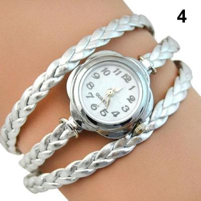 Norate Jam Tangan Wanita - 3 Layers Braided Bracelet Wrist Watch Silver
