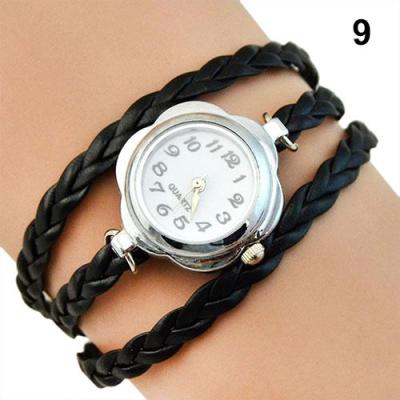 Norate Jam Tangan Wanita - 3 Layers Braided Bracelet Wrist Watch Black